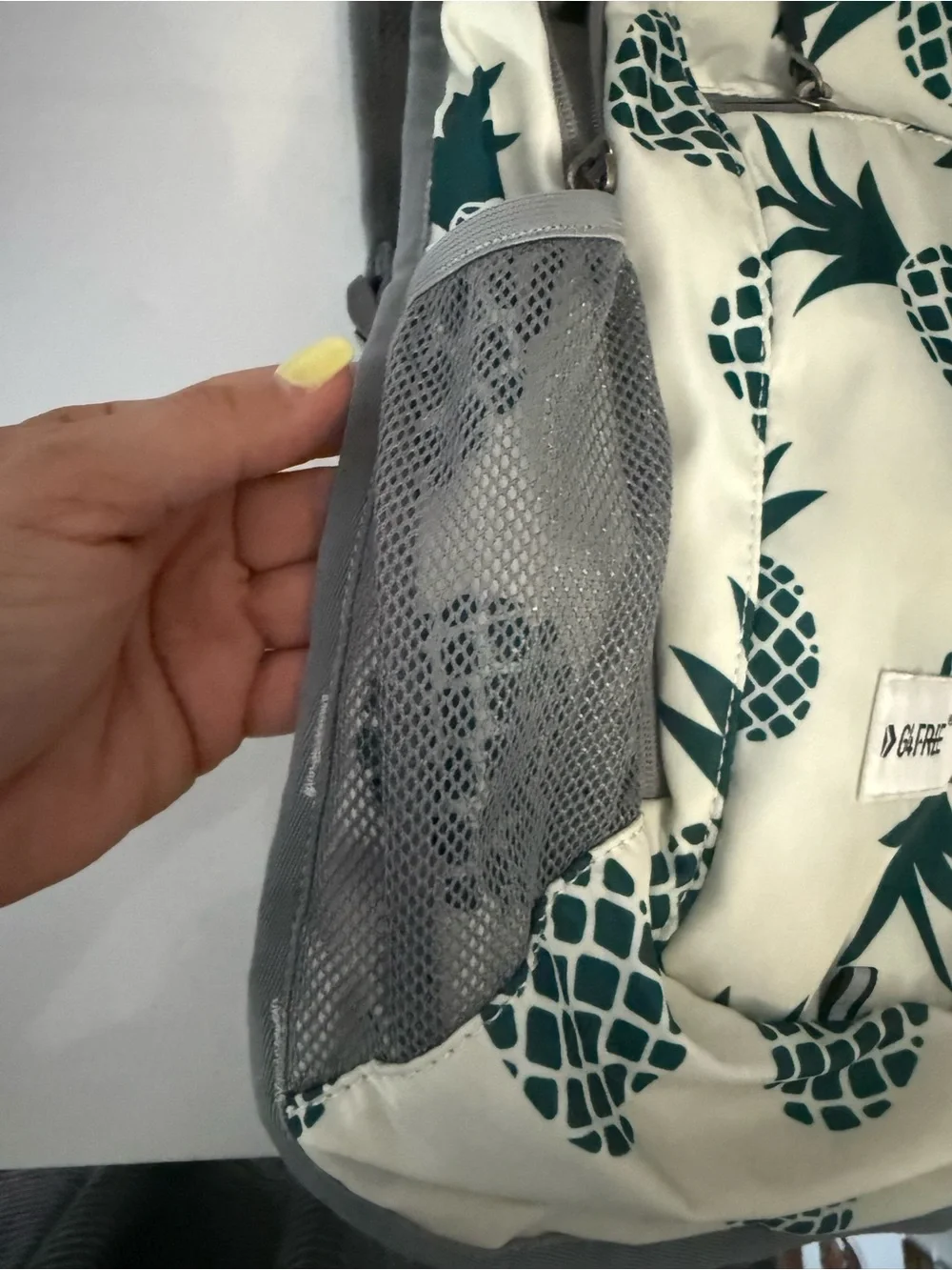 G4Free White Backpack with Teal Pineapple Print